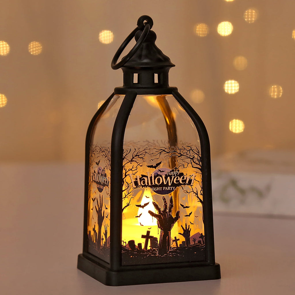 Cheapark Halloween Lanterns Decorations, Battery Operated Black Pumpkin Witch Lanterns, Flickering Light For Indoor Party Home Decor