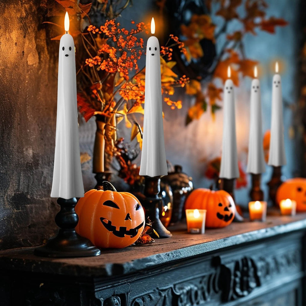 AZXY Halloween Decor, Halloween Indoor Decor, Halloween Tabletop, Artificial White Silk Rose Stems, Gothic Fake Floral Bouquet, Halloween Decorations for Home Table Party Decor