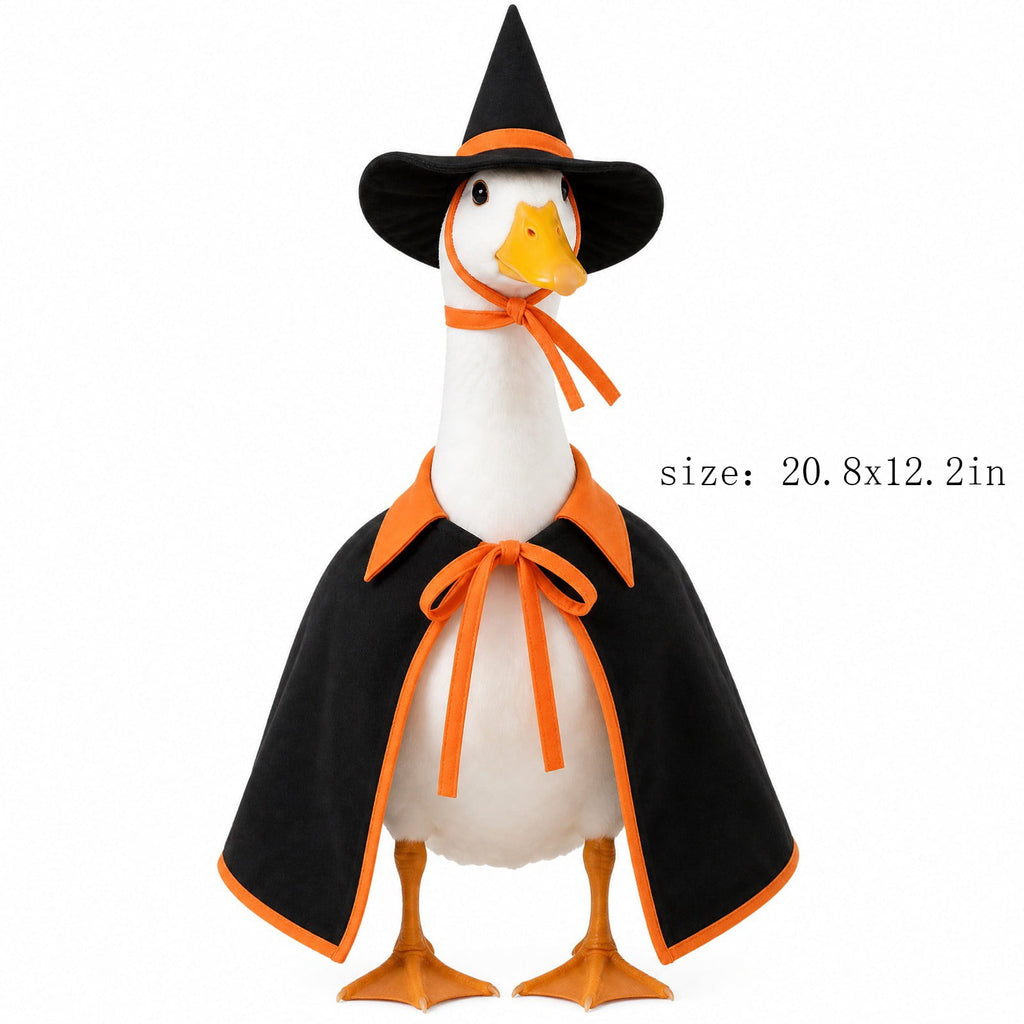 Thanksgiving Harvest Outfit for 23" Porch Goose, Goose Fall Theme Dress in White&Orange with Headwear Fall Harvest Decor for 23" Goose Outdoor Patio Yard Lawn Decoration