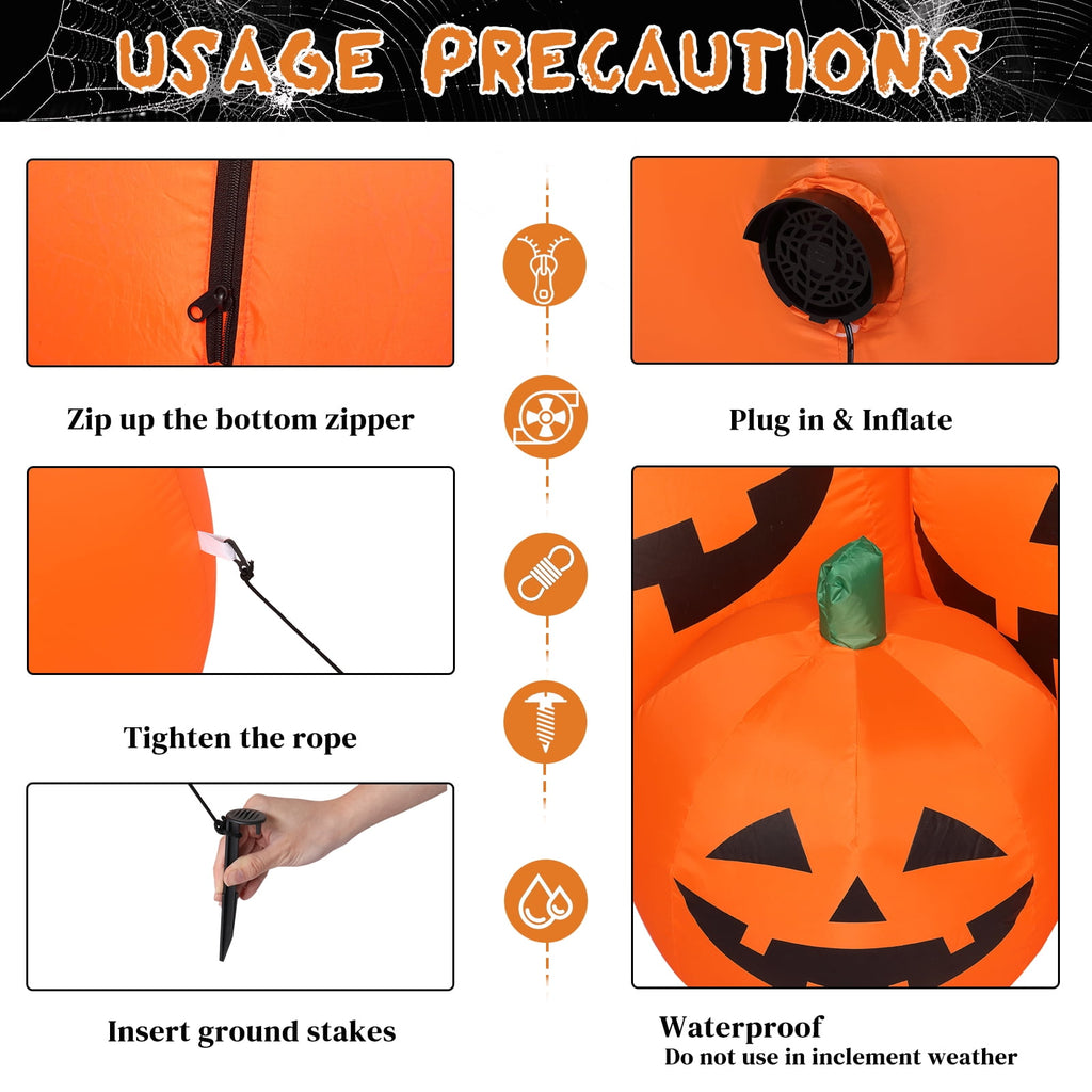 Zimtown 7 FT Halloween Inflatables Pumpkin, Halloween Decoration 7 Blow up Pumpkins w/ Build-in LEDs for Halloween Party