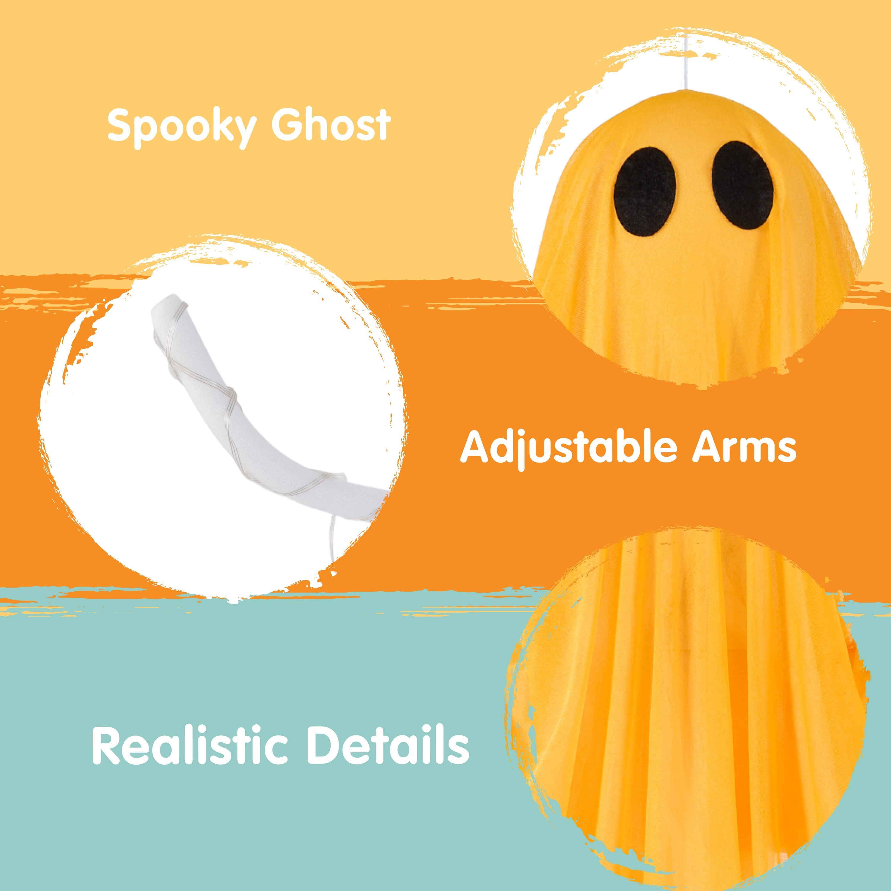 Joyfy 47inch Halloween Decorations Outdoor Hanging Ghost,Light up White Ghosts with Spooky Warm White LED Light,Halloween Outdoor Yard Porch Decorations,Haunted House Decorations