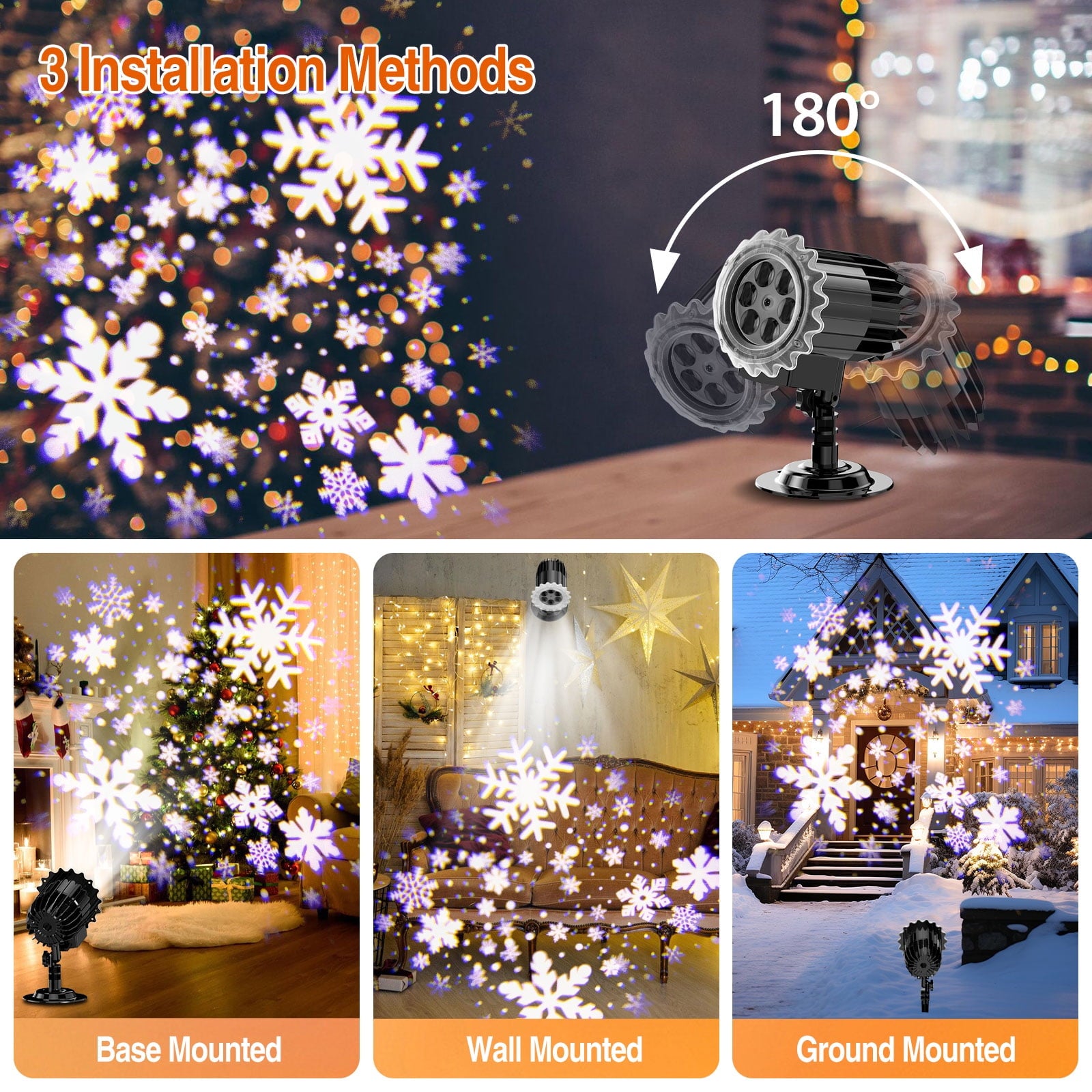 Small Owl Double-Tube Blizzard Projection light, holiday decoration ambient light, Christmas Halloween laser light, light show, waterproof function, indoor home, Christmas gift, wedding