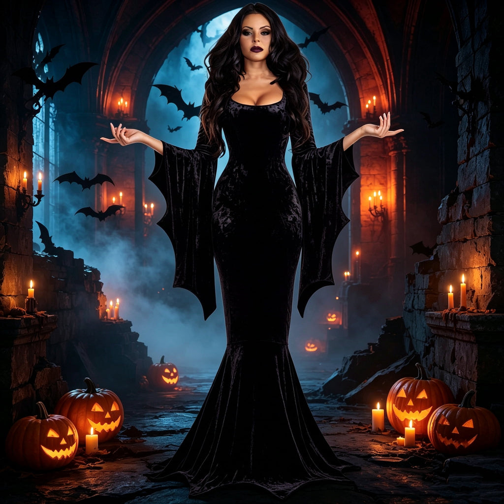 Witch Cosplay, Witch Costume, Witch Outfit, Witch Roleplay, Witch Cos, Vampire Womens Halloween Costumes Long Sleeves Mortician Costume Wrap Gothic Witch Dress Witchy Dress, Deep Red S