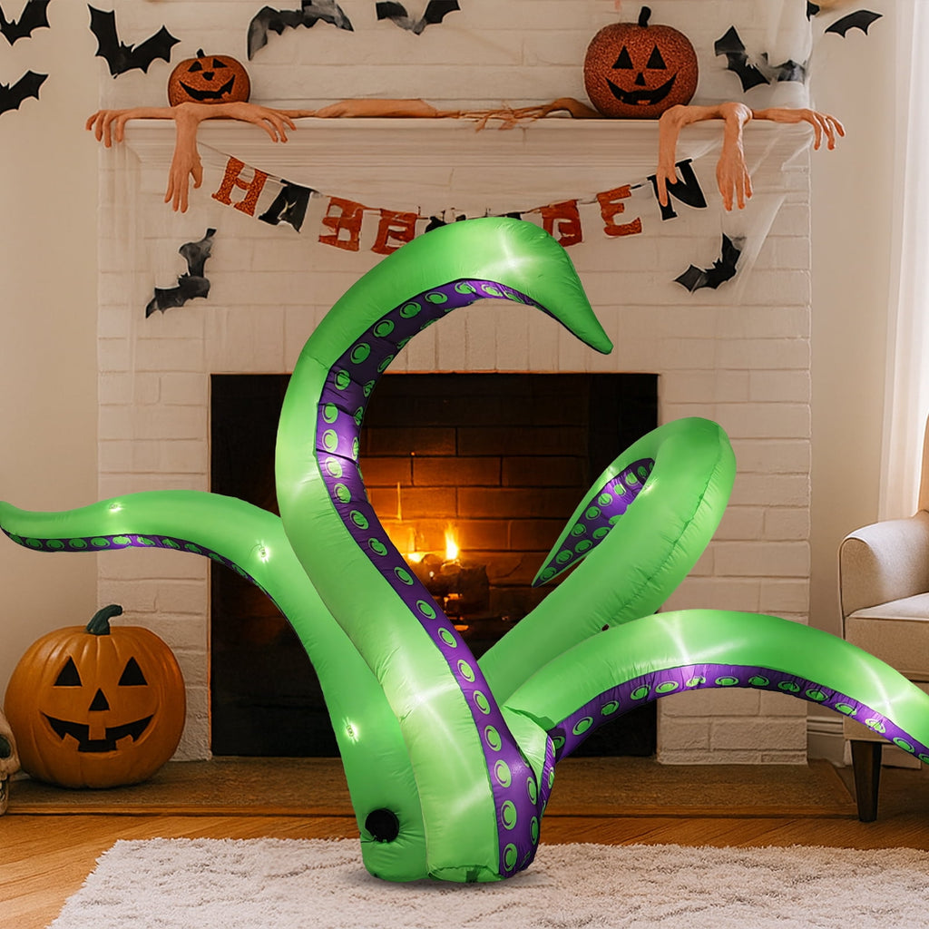 UBesGoo 6.9' Halloween Inflatable Octopus Tentacles, Blow Up Halloween Decoration with Built-in LED Lights, 2 pcs