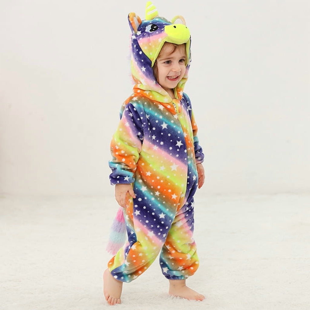 WIBACKER 0-3T Unisex Baby Animal Costume Winter Autumn Flannel Hooded Romper Christmas and Halloween Dinosaur Cosplay Jumpsuit
