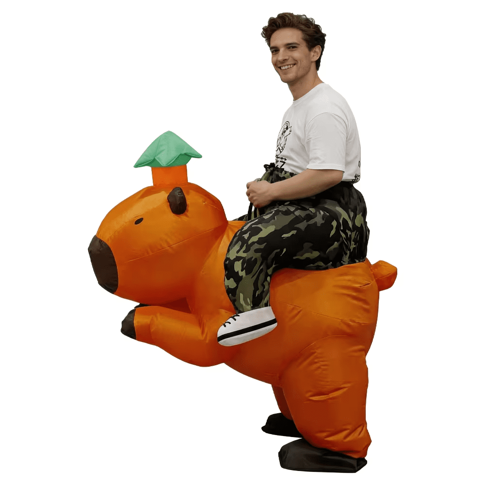 Inflatable Capybara Costume for Adult Blow Up Costumes Halloween Costumes Men Women Funny Ride on Animal Costume for Cosplay Party