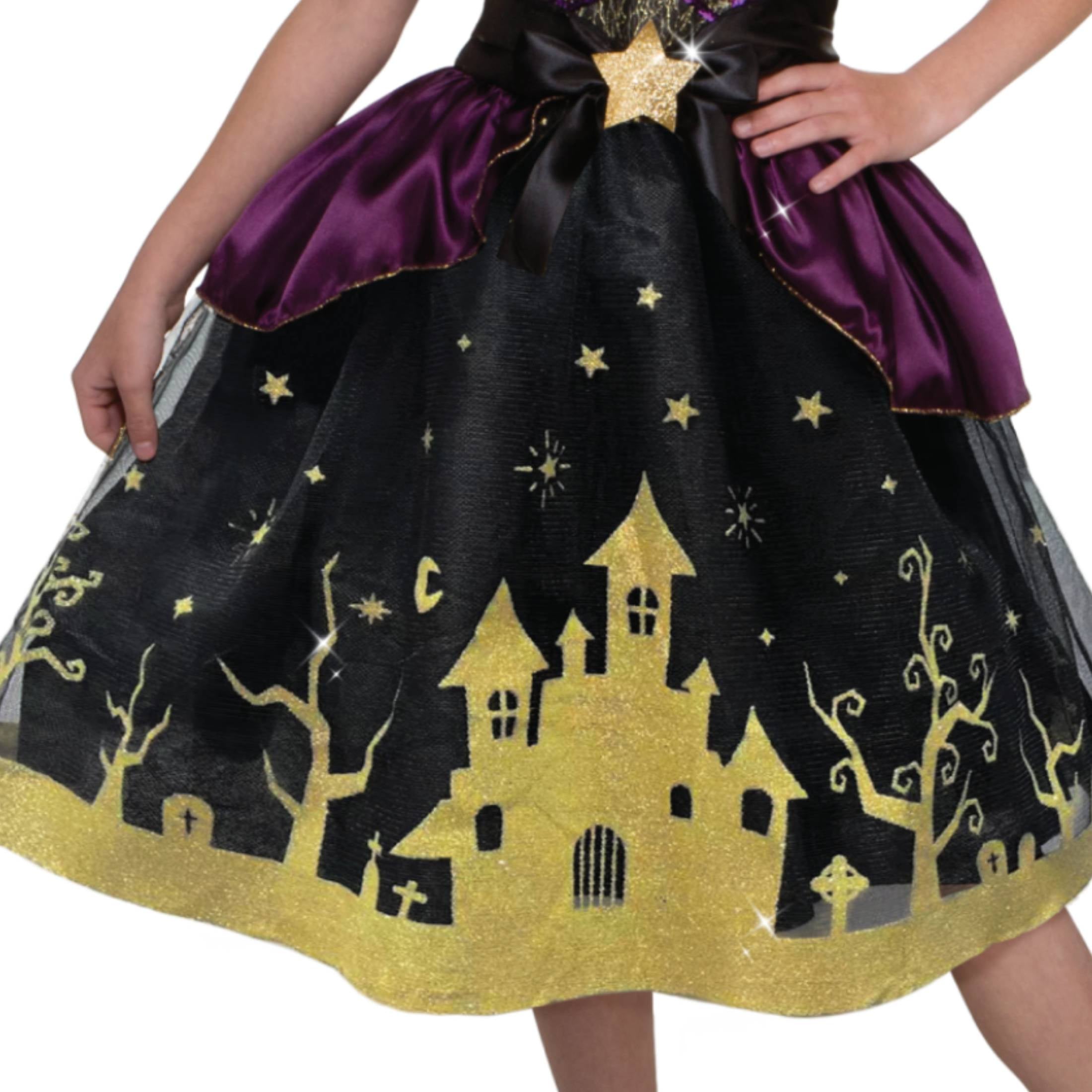 Glow in the Dark Starry Witch Halloween Costume for Children, Girls' Size S (6/6X), by Way to Celebrate