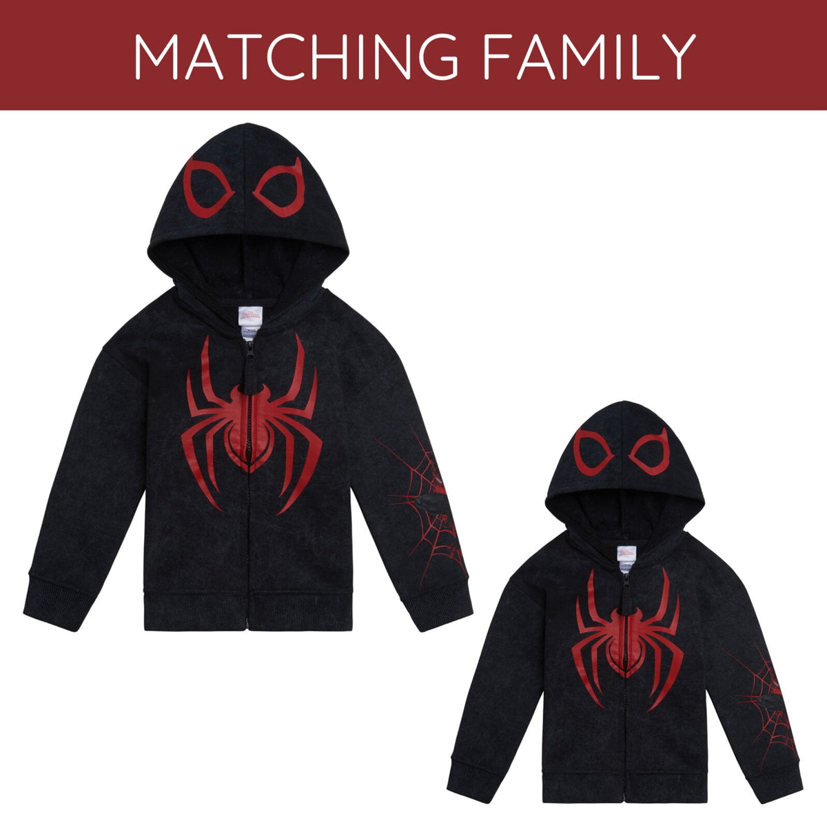 Marvel Spider-Man Little Boys' Cosplay Fleece Zip-Up Hoodie Miles Morales Black