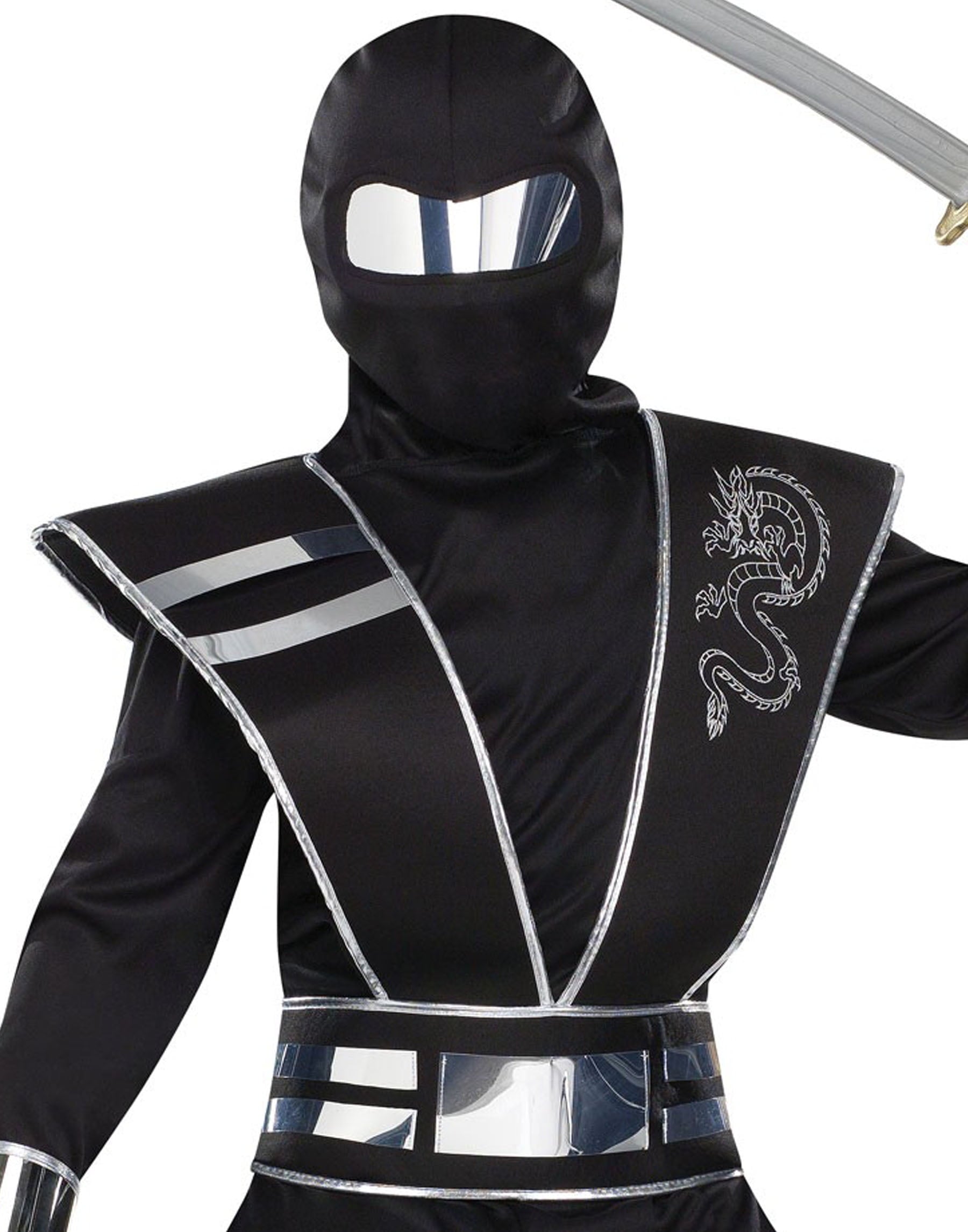 Fun World Silver Mirror Ninja Girl's Halloween Fancy-Dress Costume for Child, M (8-10)
