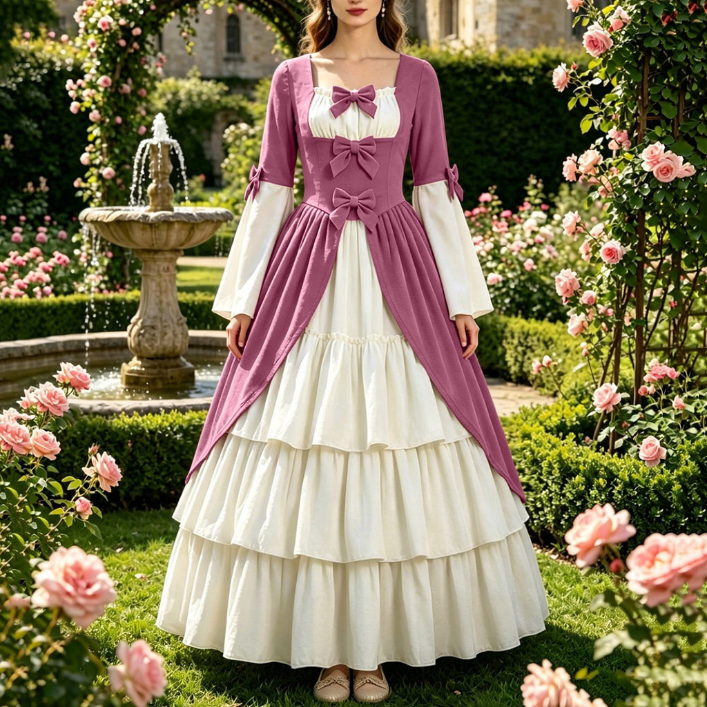 Gothic Dresses for Women Medieval Renaissance Halloween Costume Lace Up Corset High Low Ruffle Hem Square Neck Vintage Gown