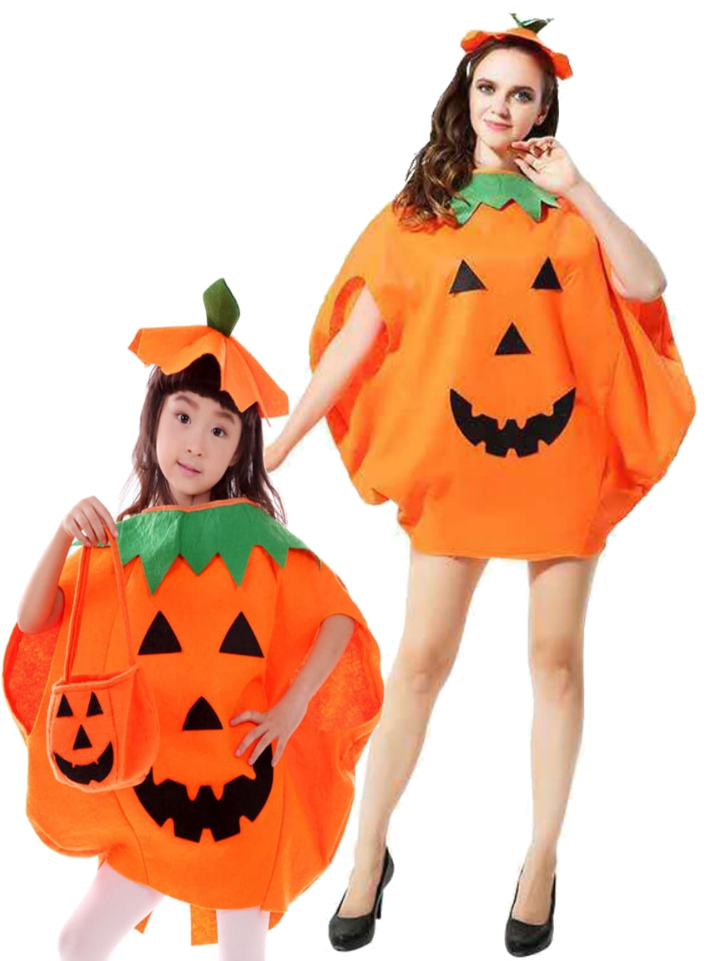 Halloween Women Men Pumpkin Costume Pumpkin Outfit Cosplay Party Clothes With A Hat,A Bag