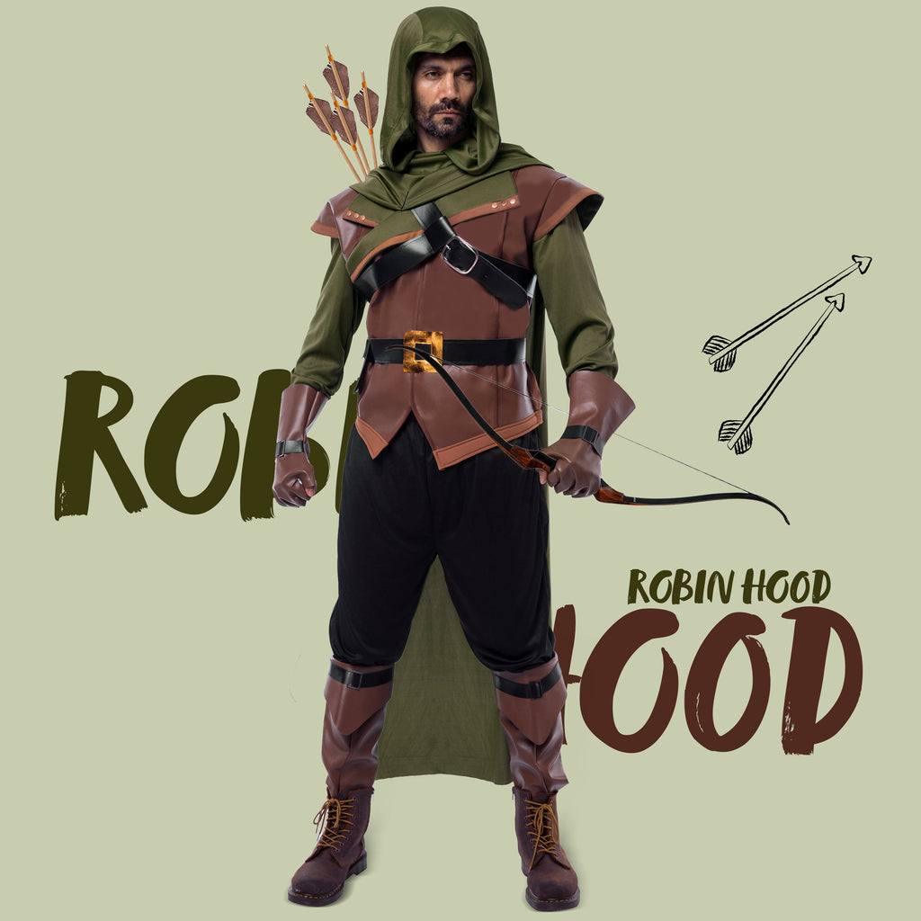 Joyfy Robin Hood Costume for Men Renaissance medieval Costume Outfits Set for Adult Halloween Dress Up Party