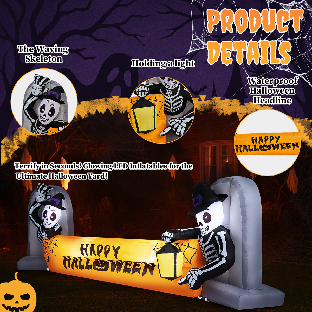 Zimtown 10 FT Halloween Inflatables Ghost Tombs Decor Outdoor Halloween Decoration