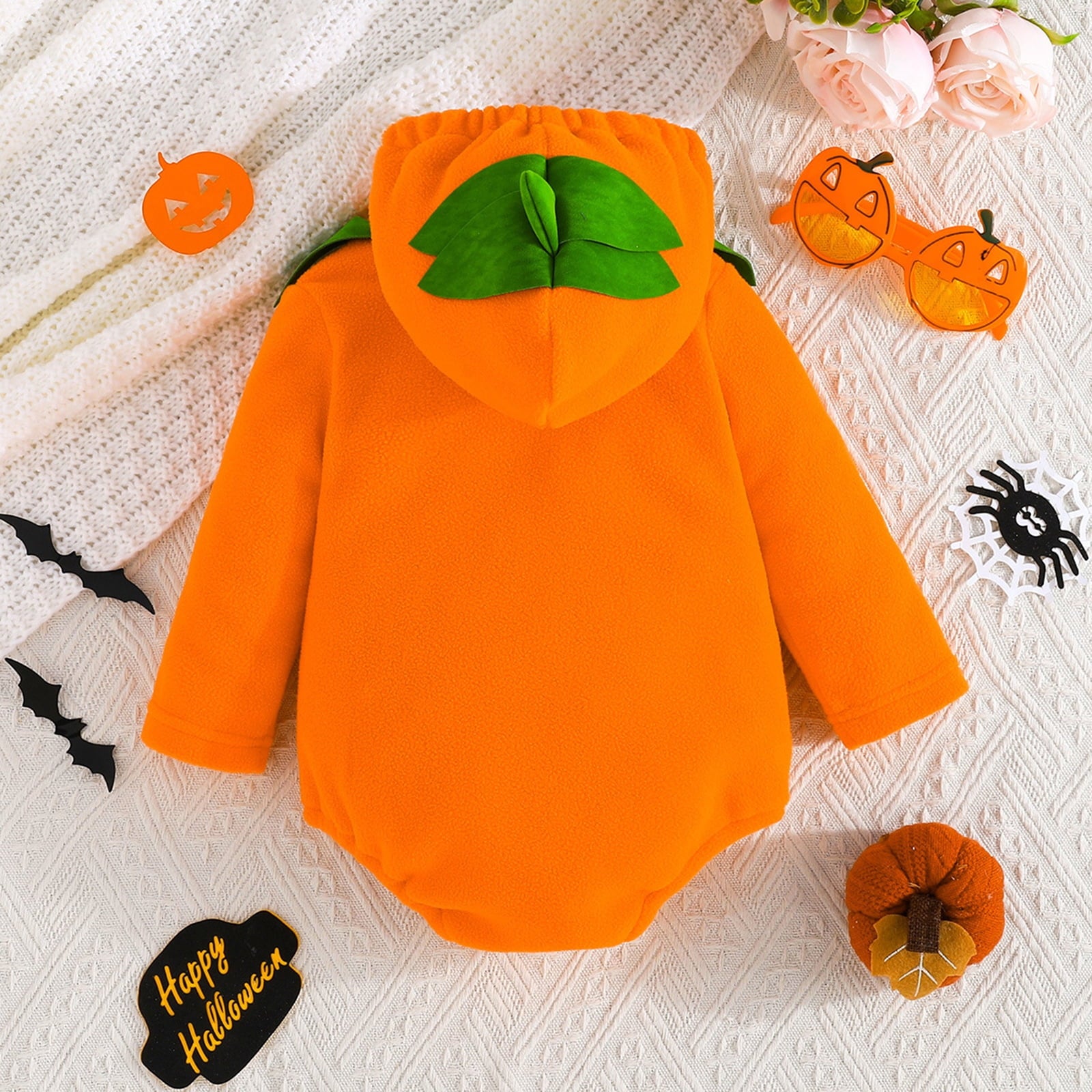 WIBACKER Infant Toddler Baby Girl Boy Halloween Outfits Pumpkin Costumes Cute Hooded Romper Jumpsuit Cosplay Clothes