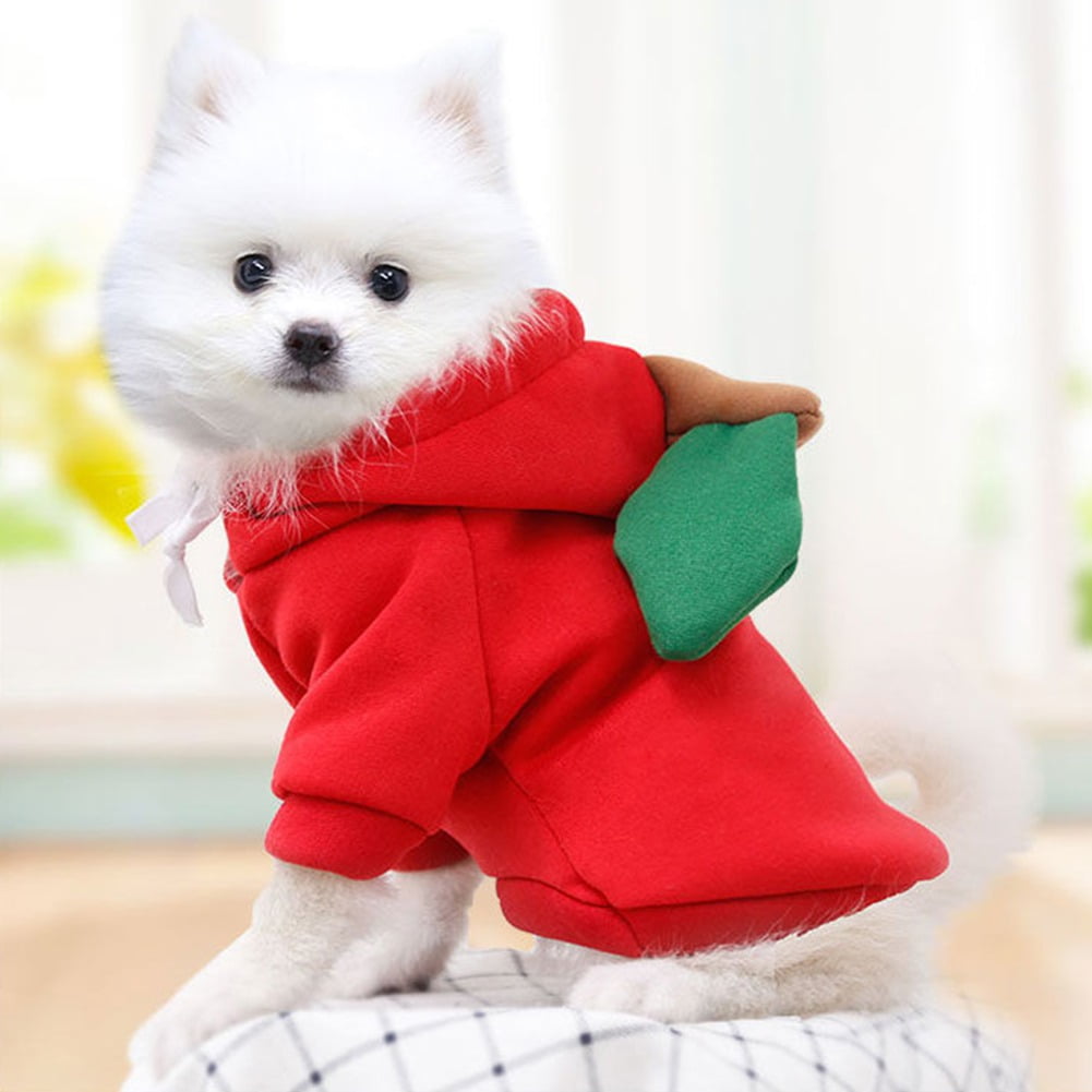 Winter Warm Plush Dog Hoodie, Heart‑Shaped Pet Cosplay Outfit for Small Dogs