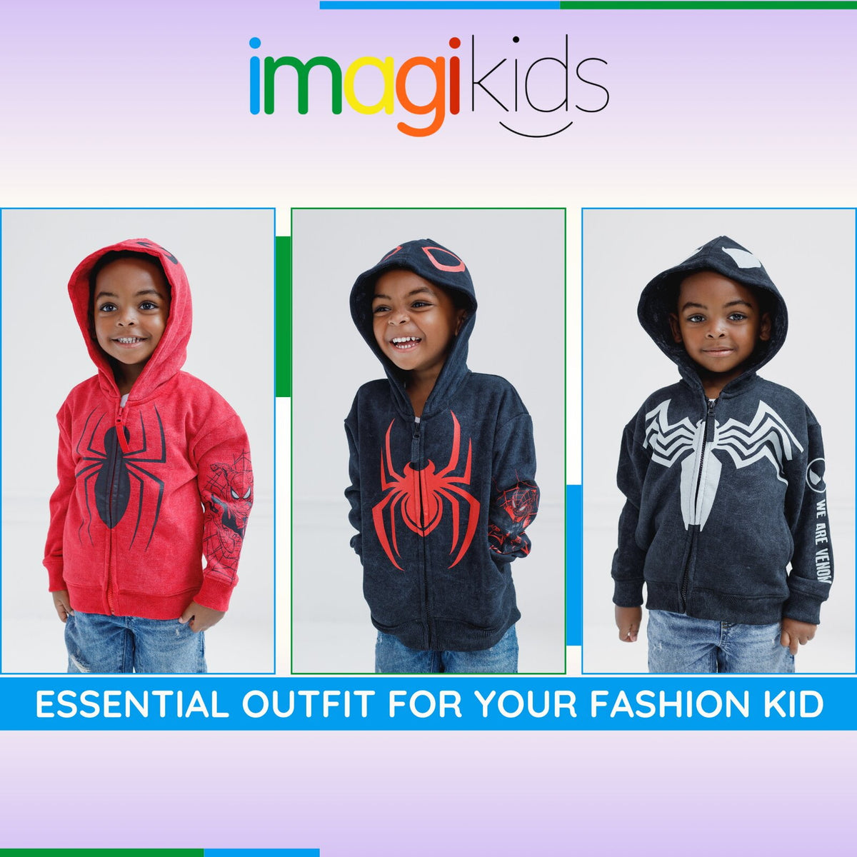 Marvel Spider-Man Little Boys' Cosplay Fleece Zip-Up Hoodie Miles Morales Black