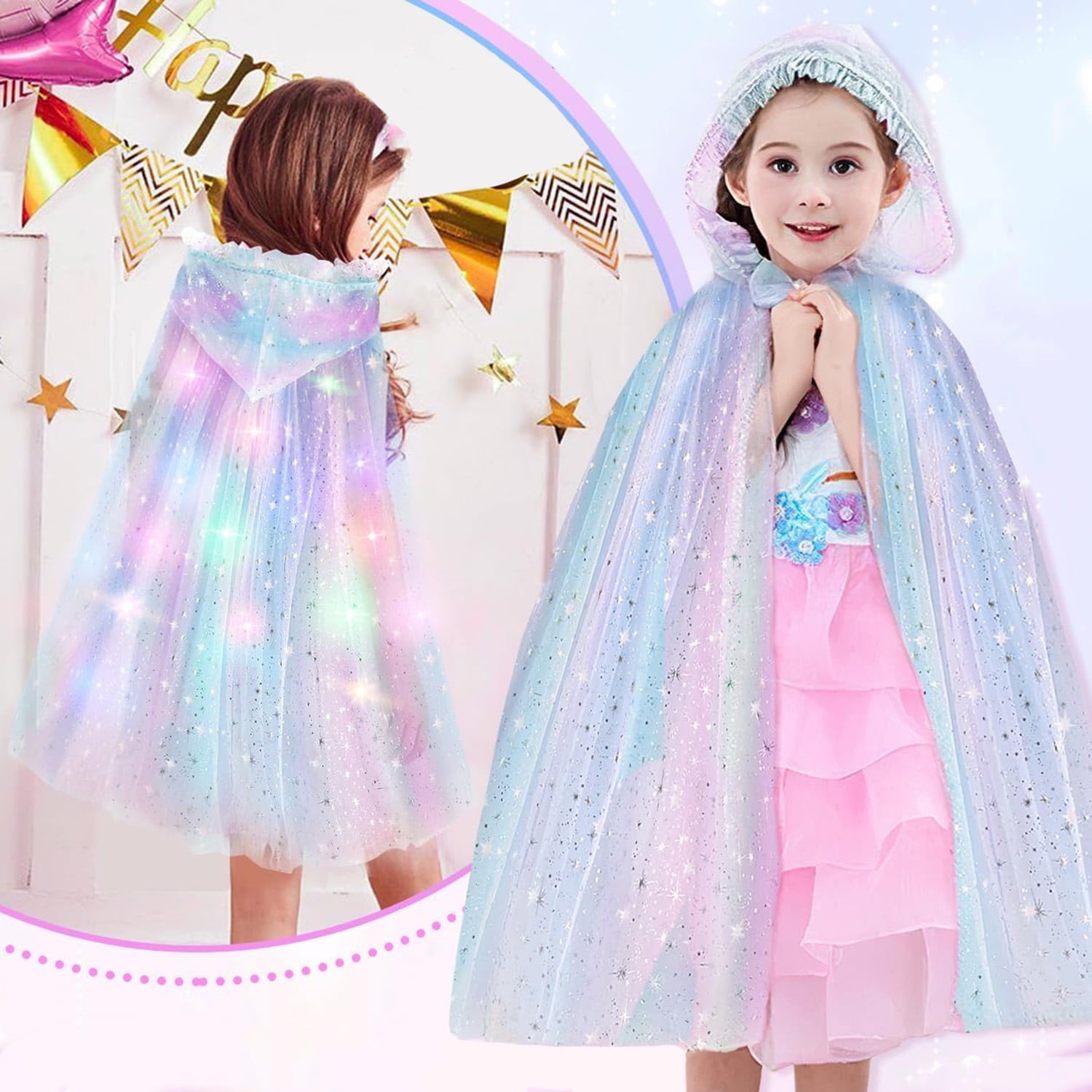 Princess Dress Up for Girls 4-6, Light Up Princess Toys for Toddlers Age 3 4 5 6