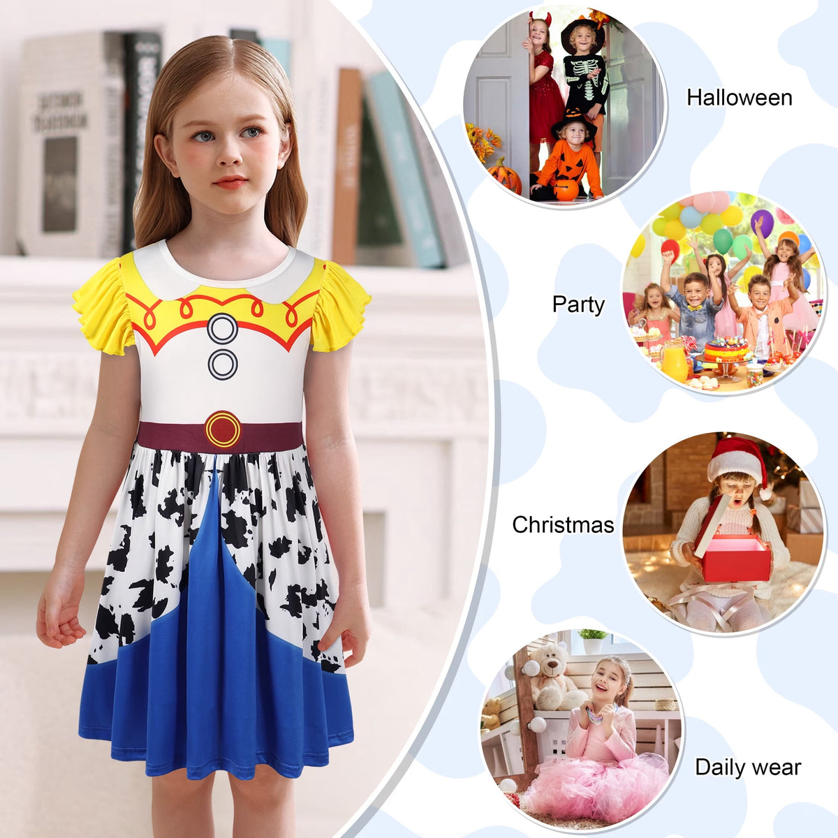 Benylion Girls Cowgirl Costume Summer Dress Toddler Princess Dress up for Kids Birthday Outfits Halloween Role Play Clothes for 3-4 Years