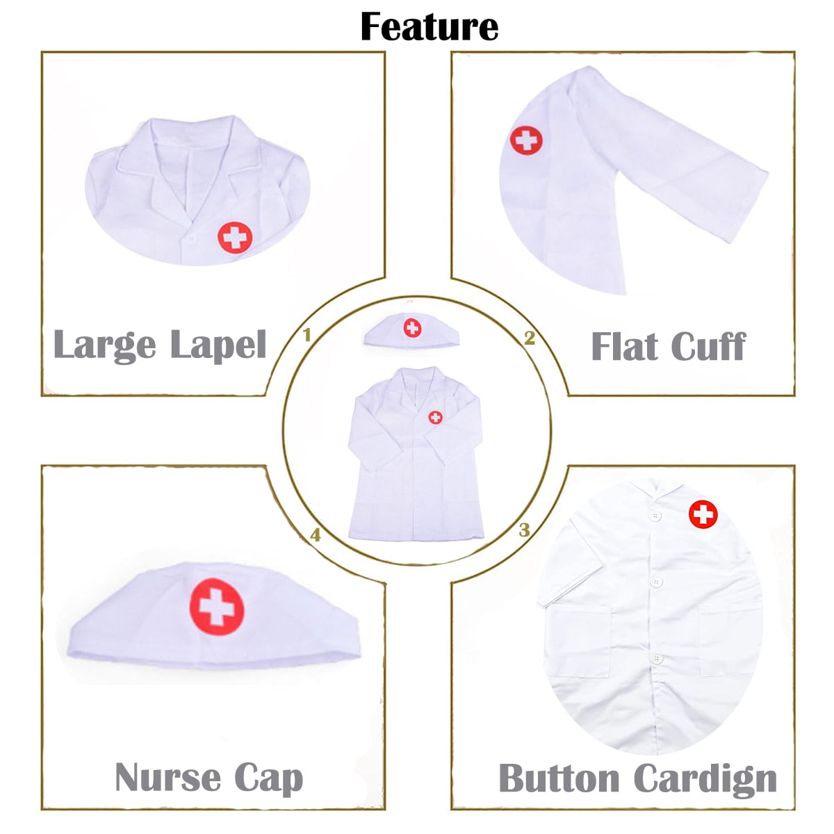 NimJoy 14Pcs Doctor Costume Dress-up Set Pretend Role Play Nurse Kit Preshool Toy for Kids 3-6 Years Toddler Boys GirlsBirthday Christmas Present, Blue