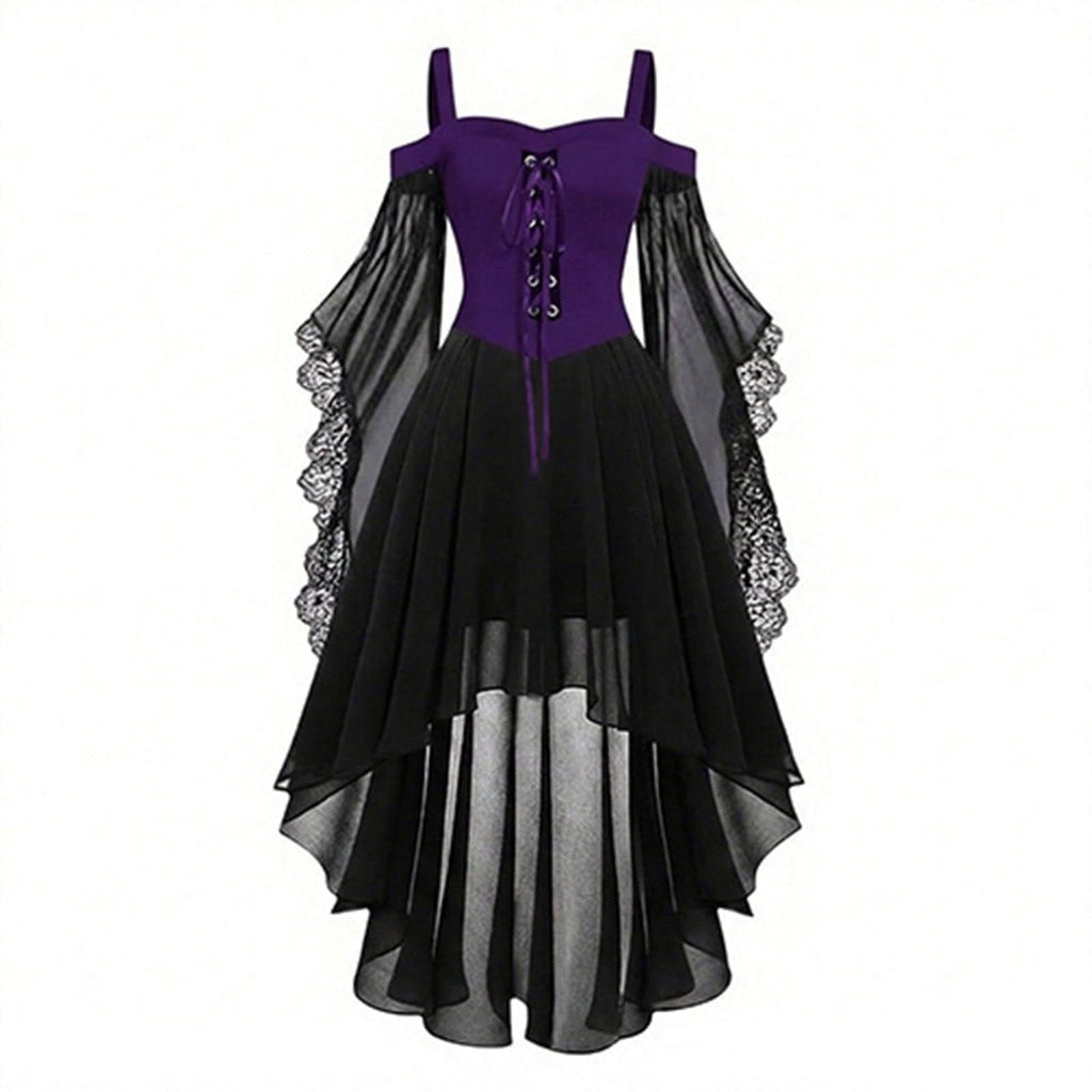Witch Dress Women 2026 Halloween Costumes Woman Adults Medieval Vampire Butterfly Sleeve Mesh Gothic Outfits Red S