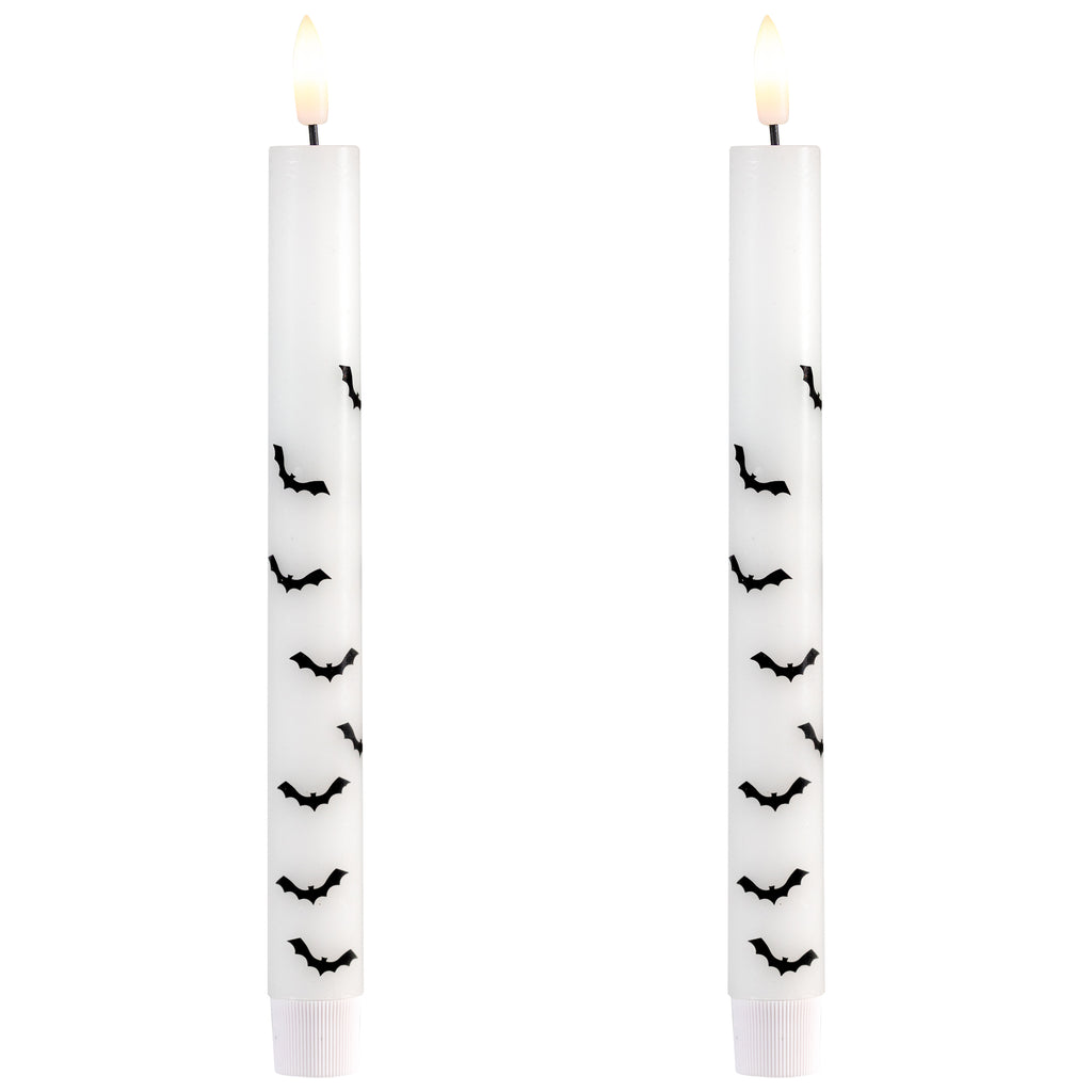 Northlight LED Flickering Flameless Wax Tapered Flying Bats Halloween Candles - 9.75" - Set of 2
