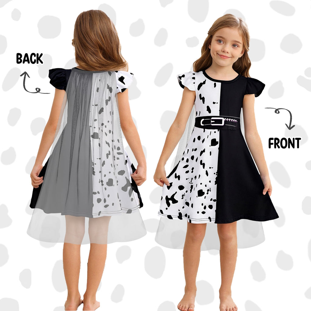 Benylion Girls Ice Princess Dress Halloween Cosplay Costumes With Tulle Cape Kids Birthday Party Dress up Outfit for 7-8 Years