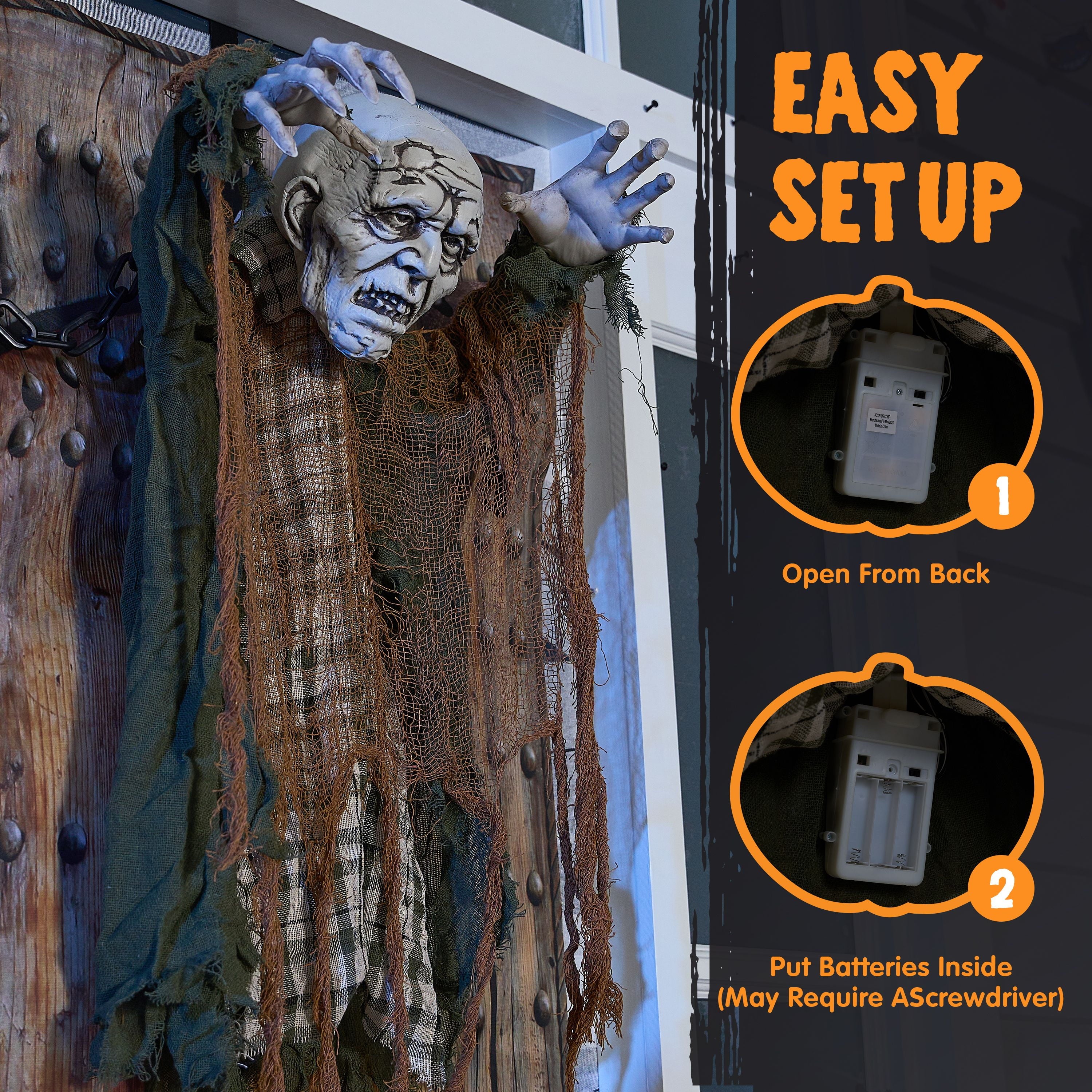 Joyfy 7.8 Ft(93.6 in) Halloween Grim Reaper Decorations Outdoor, Rotatable Flying Scream Scarecrow Skeleton Ghosts Decor for Graveyard Haunted House Props, Garden, Porch, Yard Lawn