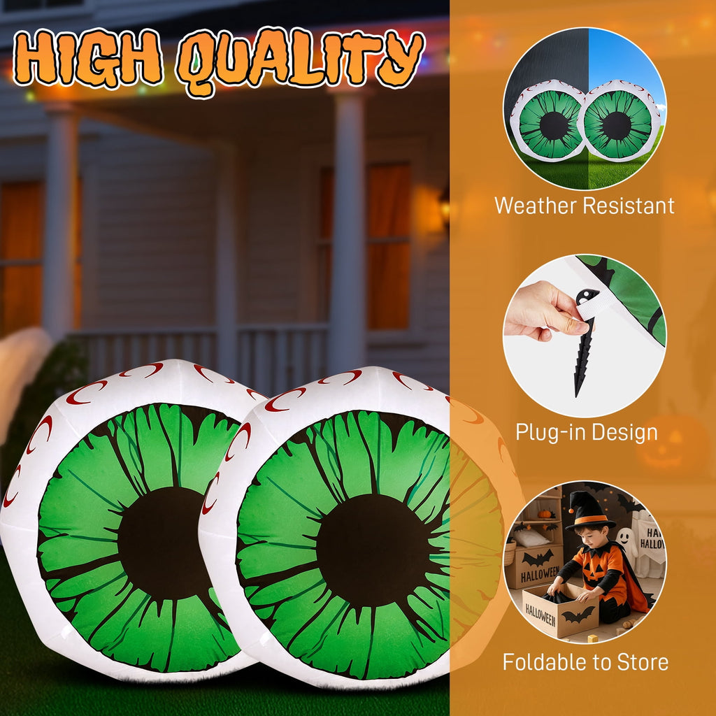 2 Packs Halloween Inflatables Large Set of Lighted Eyes Decoration 3FT Blow Ups Green Eyes for Yard Inflatable Halloween Decor Outdoor with LEDs Party Supplies Blow up Decoration for Indoor Outdoor