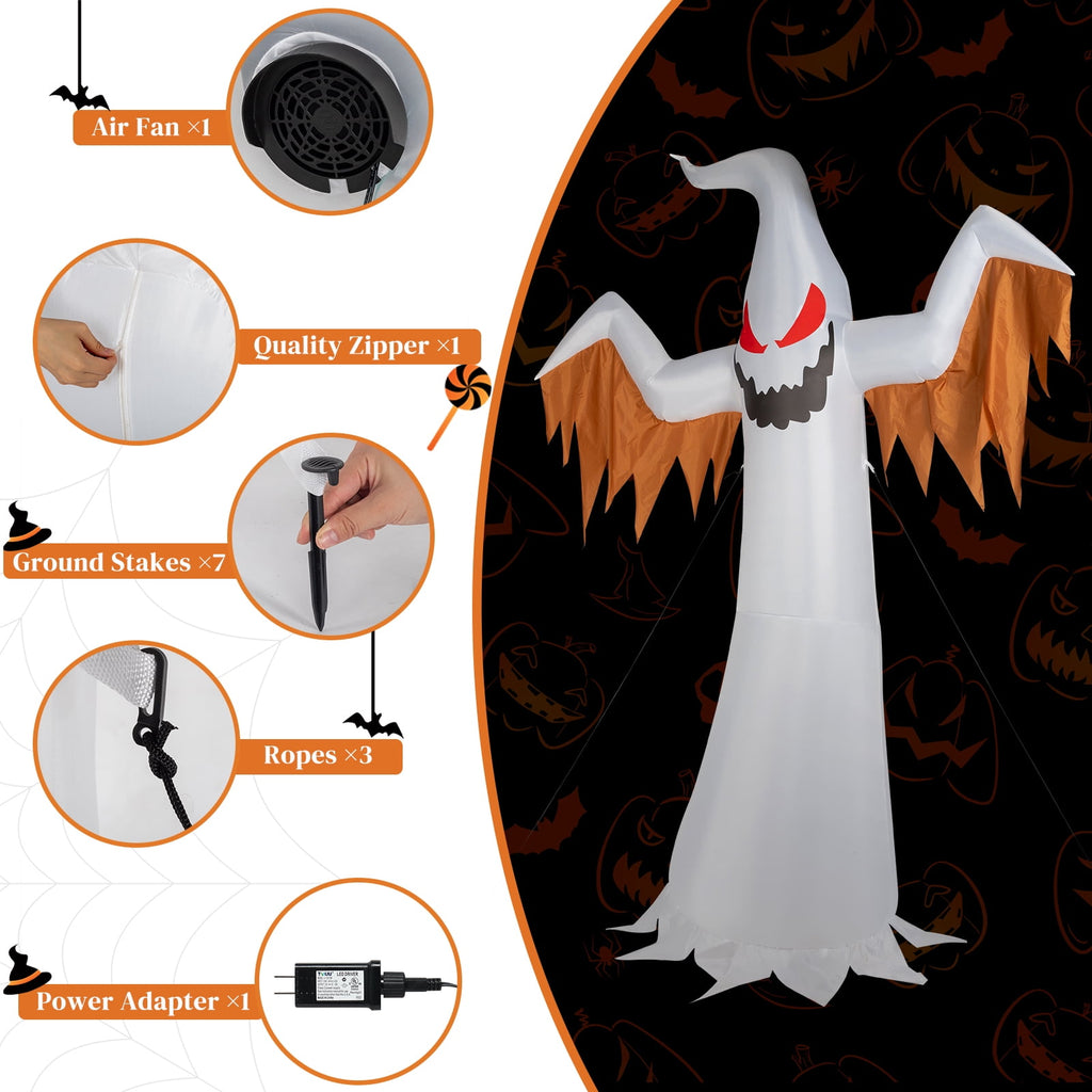 UBesGoo Inflatable Halloween Decoration 12 FT Giant Ghost for Halloween Party Outdoor, Yard, Garden, Lawn Decorations