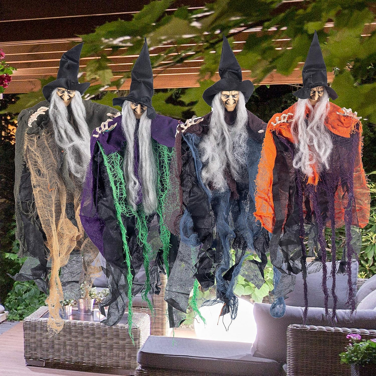 Joyfy 3 Pack Halloween Hanging Ghosts,Scary Skeleton Ghosts Grim Reapers Decorations for Halloween Indoor Outdoor Yard Home Decorations