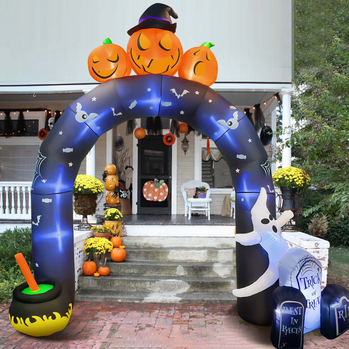 GVDV 10 FT Halloween Inflatables Archway Outdoor Decorations, Scary Halloween Arch Blow Up Yard Decorations for Front Yard Lawn Garden Decor
