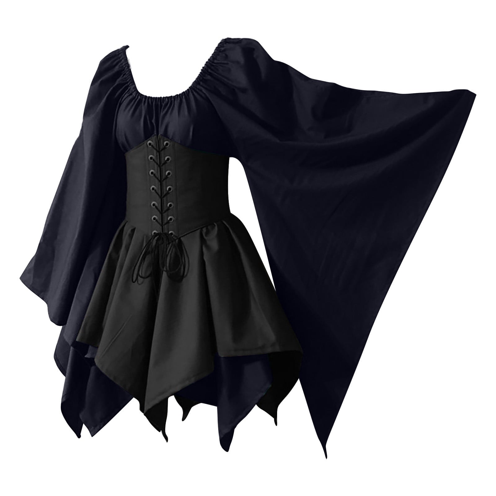 Lilgiuy Women's Costumes Gothic Retro Long Sleeve Round-Neck Dresses Clearance Sales