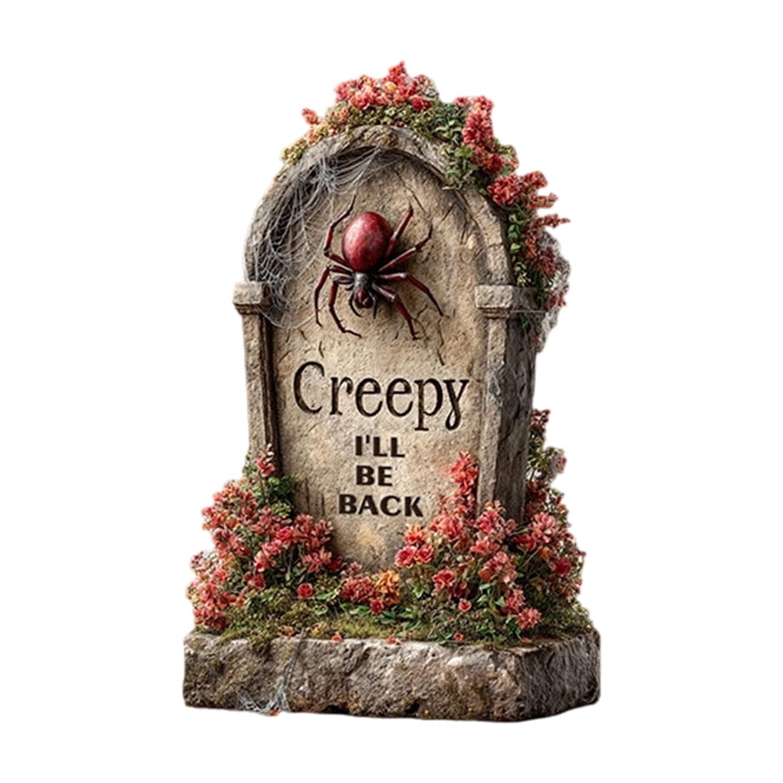 Yashow Elite Dark Gray Plastic Halloween Tombstone Garden Sign Weatherproof Cemetery Scene Lawn Decoration for outdoor courtyard party, 16 inch, 1-pack