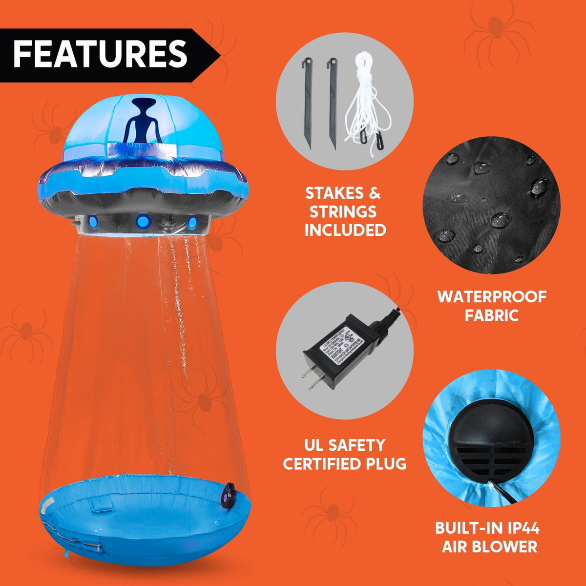 Joyfy 9 ft Halloween Inflatable Giant Alien Decoration with Built-in LEDs,Alien Halloween Decorations Outdoor Blow Up Yard Lawn Decoration