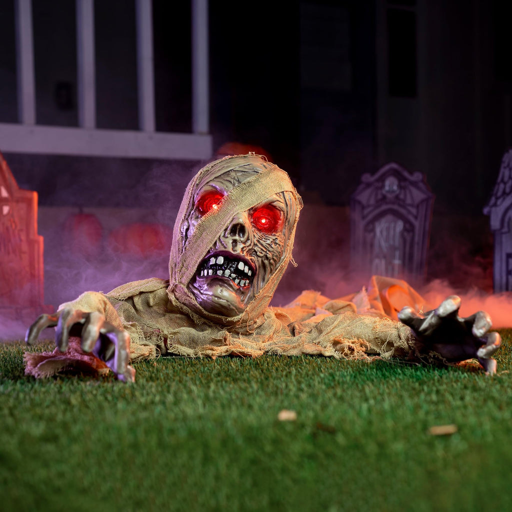 Joyfy Halloween Decorations Outdoor Groundbreaker Creepy Life Size Light Up Climbing Zombie Groundbreaker with Sound,Motion Activated Halloween Decorations Haunted House Decorations