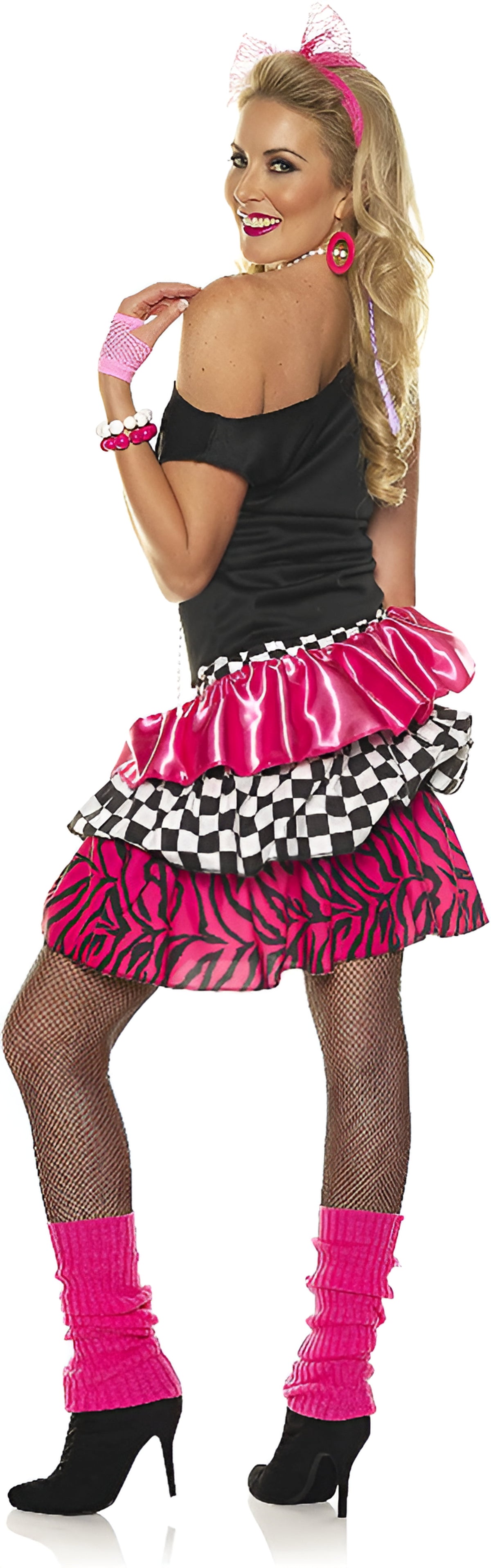 I Love The 80s Womens off the Shoulder Rocker Costume Party Shirt Large (T-Shirt Only)