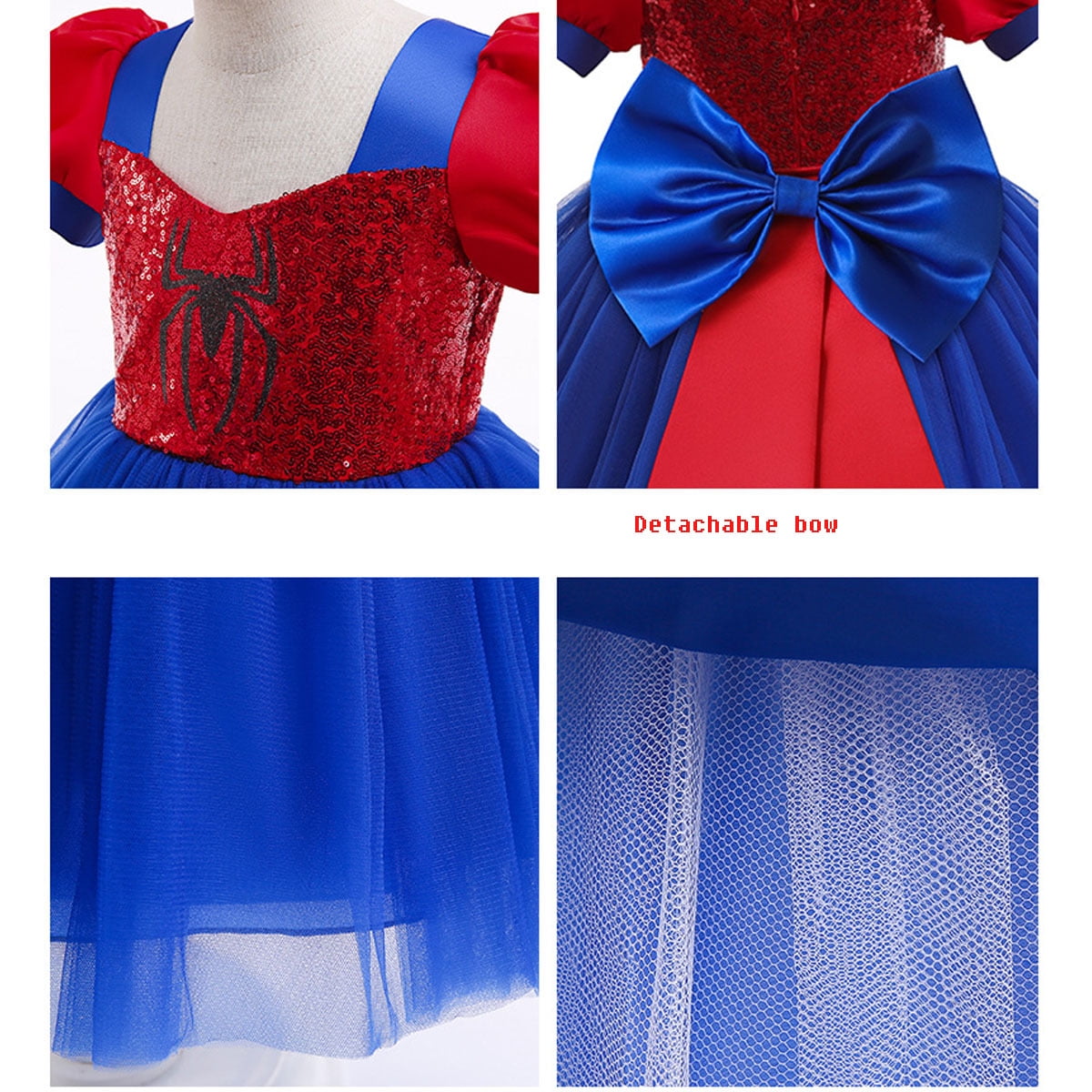 Toddlers Sequin Tutu Dress Girls Bow Dress Short Sleeve Birthday Party Costume