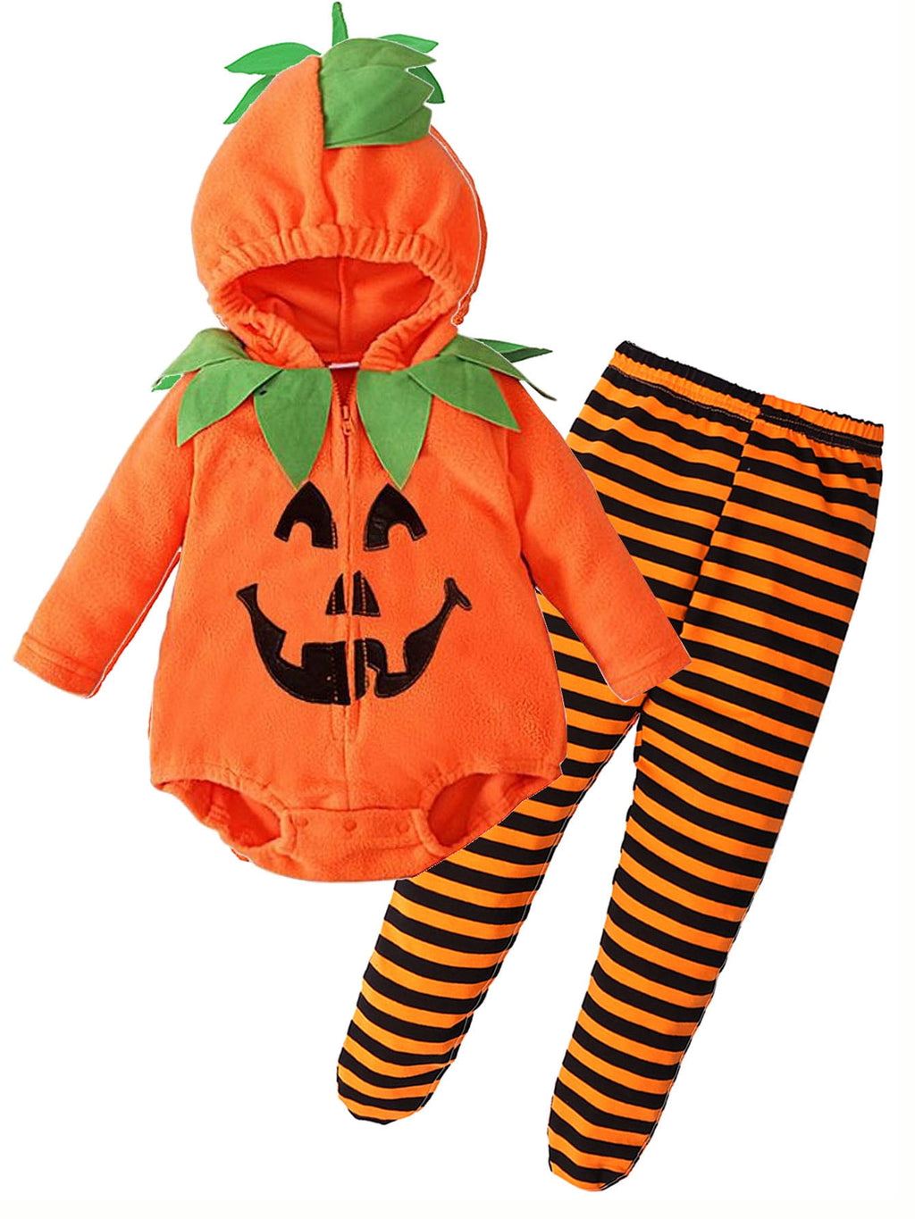 ATAIKU Newborn Infant Baby Boy Girl Fleece Halloween Pumpkin Costumes Toddler Hoodie Cosplay Party Clothes 12-18 Months
