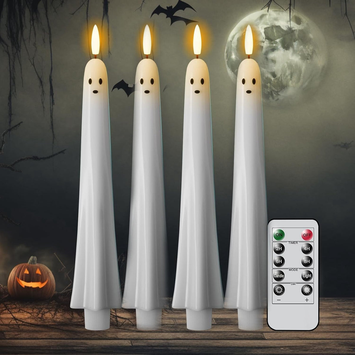 AZXY Halloween Decor, Halloween Indoor Decor, Halloween Tabletop, Artificial White Silk Rose Stems, Gothic Fake Floral Bouquet, Halloween Decorations for Home Table Party Decor