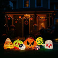 Alvantor 8 ft Long Halloween Inflatable Pumpkin Candy Display with Eyeball and 7 Warm White LED Lights