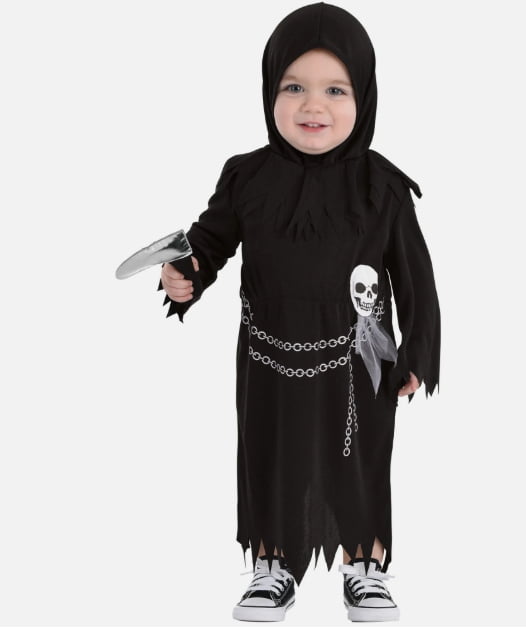 Amscan Toddler Baby Grim Reaper Skeleton Suit Halloween Costume - Infant 6-12 Months