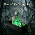 Animated Skeleton Coffin Decoration, Voice Activated Rising Skull Prop With Green Light Spooky Sound Effect, Halloween Party Prank Decor for Home Yard Event