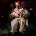 Halloween Animatronic Sitting Clown Animated Decorations - Sound Activated with Creepy Sound, Light Up Eyes, Scary Move, Haunted House Holiday Spooky Decor Horror Prop, for Indoor Outdoor