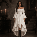 Anmrize Full Length Halloween Dress, Renaissance Faire Outfit, Women Medieval Victorian Gown, Off Shoulder Renaissance Dress, Womens's Medieval Renaissance Costume Cosplay Over Dress, White S