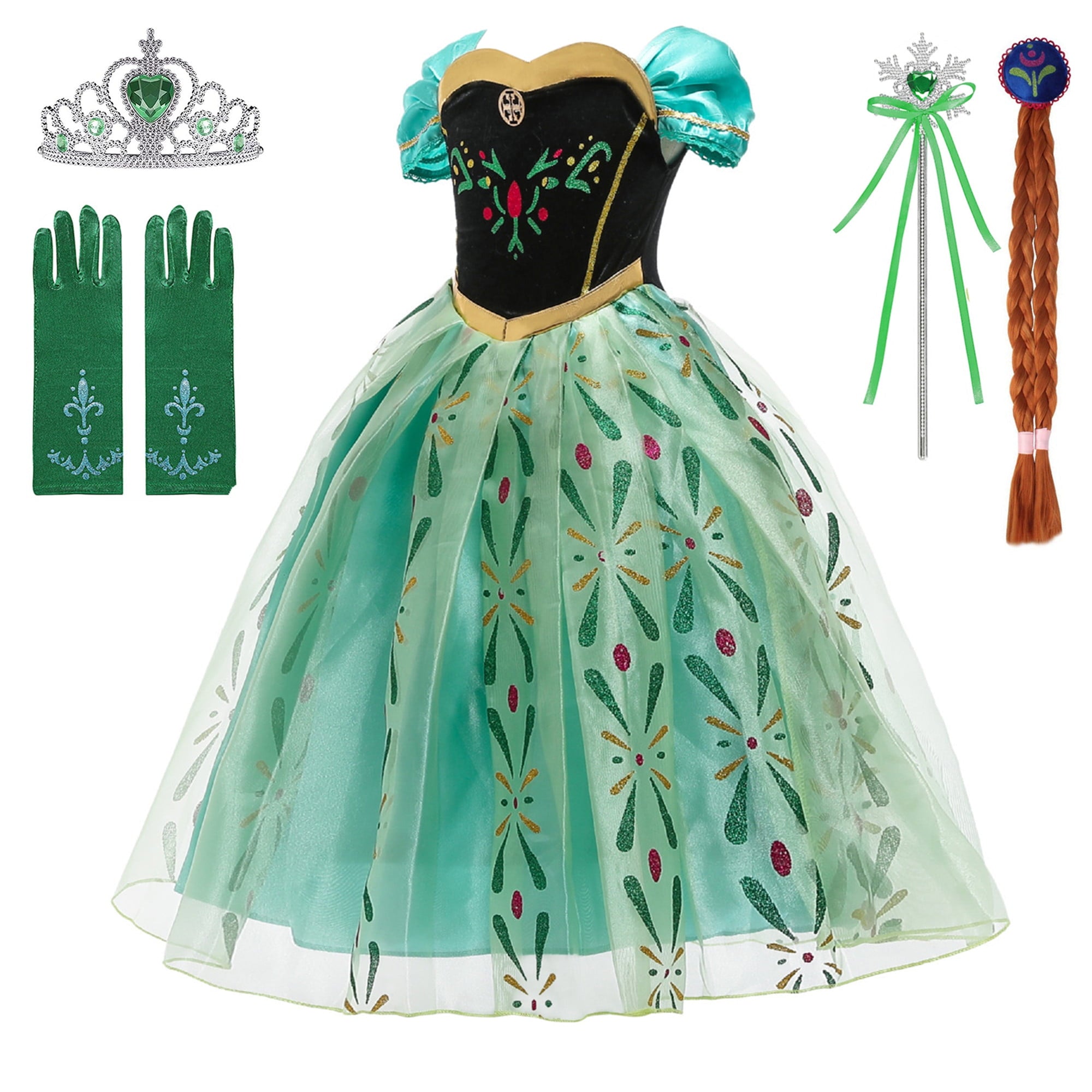 Anna Costume For Girls Anna Dress Princess Costume Christmas Birthday Party Cosplay 8-9Y(A60)