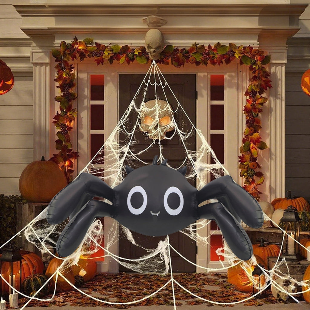 Aufmer 3 Pcs Halloween Inflatable Spider Outdoor Decoration, Blow Up Yard Inflatables Holiday Inflatables for Outdoor Yard Garden Lawn Decor, 150x60cm (Black)