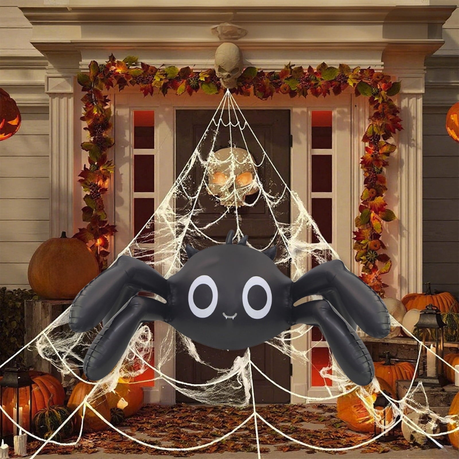 Aufmer 3 Pcs Halloween Inflatable Spider Outdoor Decoration, Blow Up Yard Inflatables Holiday Inflatables for Outdoor Yard Garden Lawn Decor, 150x60cm (Black)