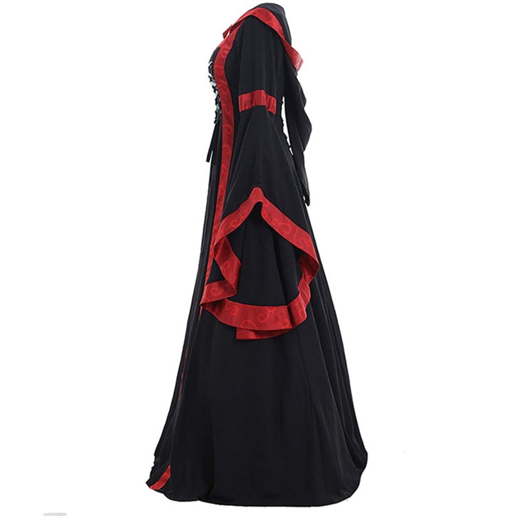 Babysbule Fall Womens Summer Dresses Fashion Women's Vintage Floor Length Gothic Cosplay Long Sleeve Bandage Dress