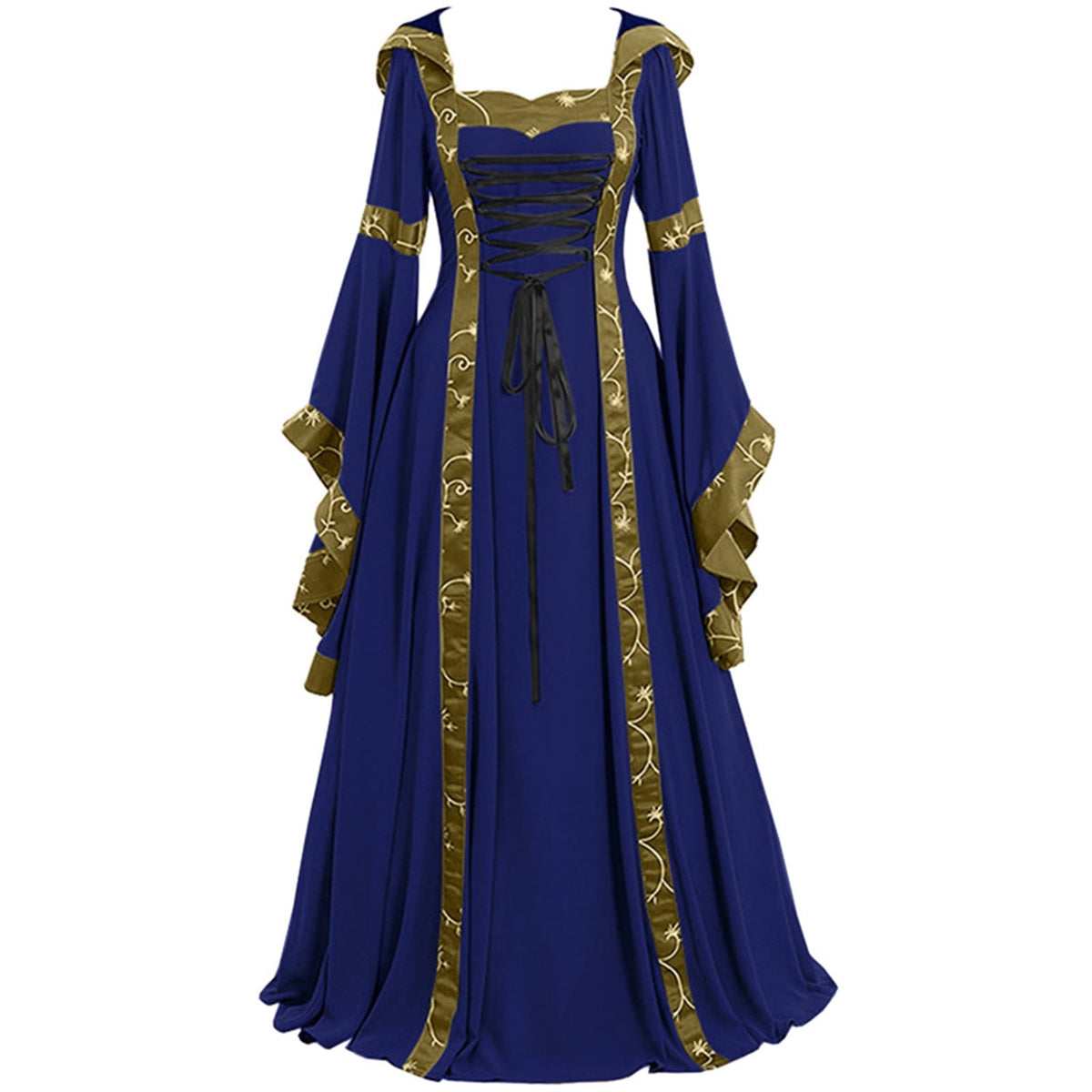 Babysbule Fall Womens Summer Dresses Fashion Women's Vintage Floor Length Gothic Cosplay Long Sleeve Bandage Dress