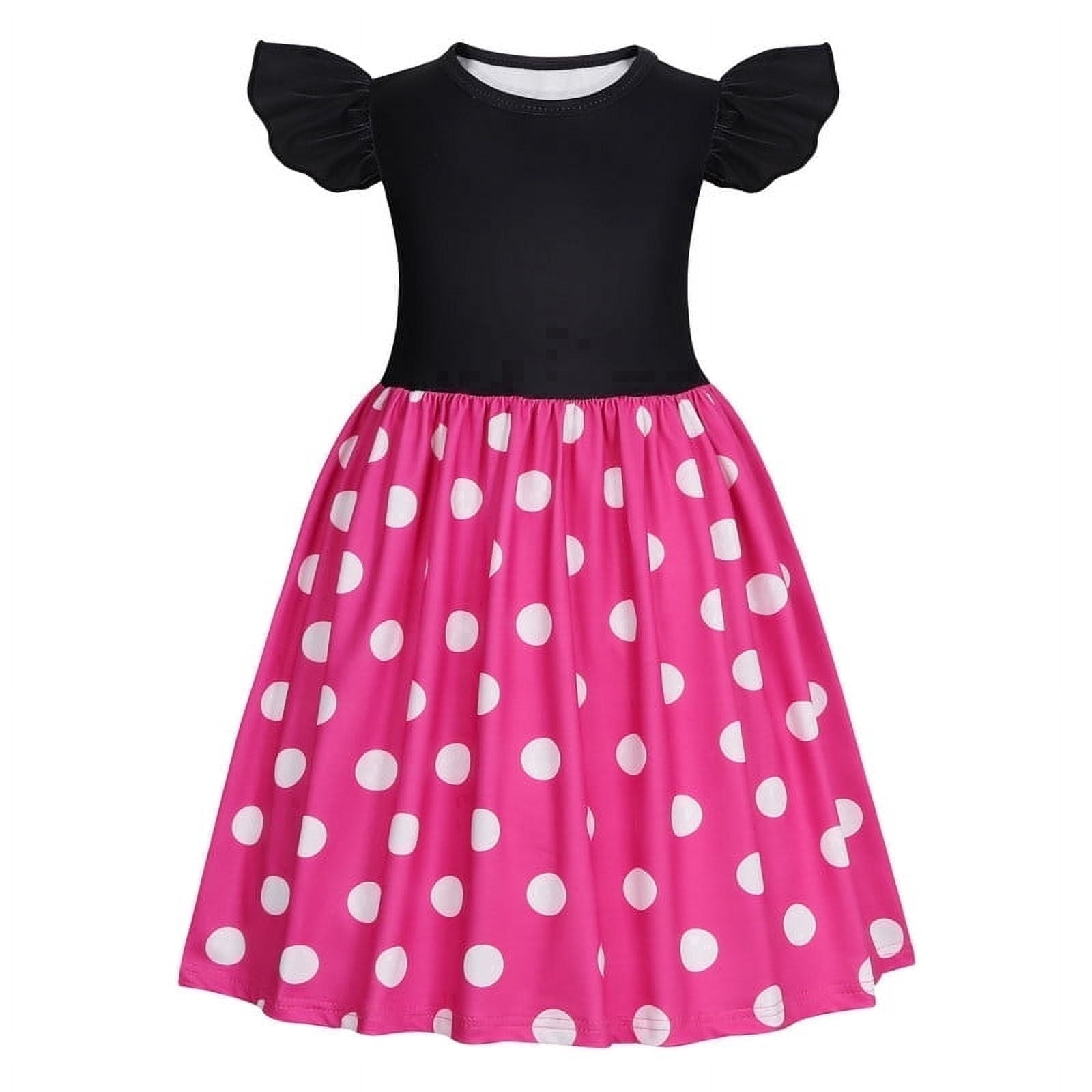 Benylion Toddler Girls Pink Polka Dot Dresses Birthday Party Fancy Dress Up Costume for 7-8 Years